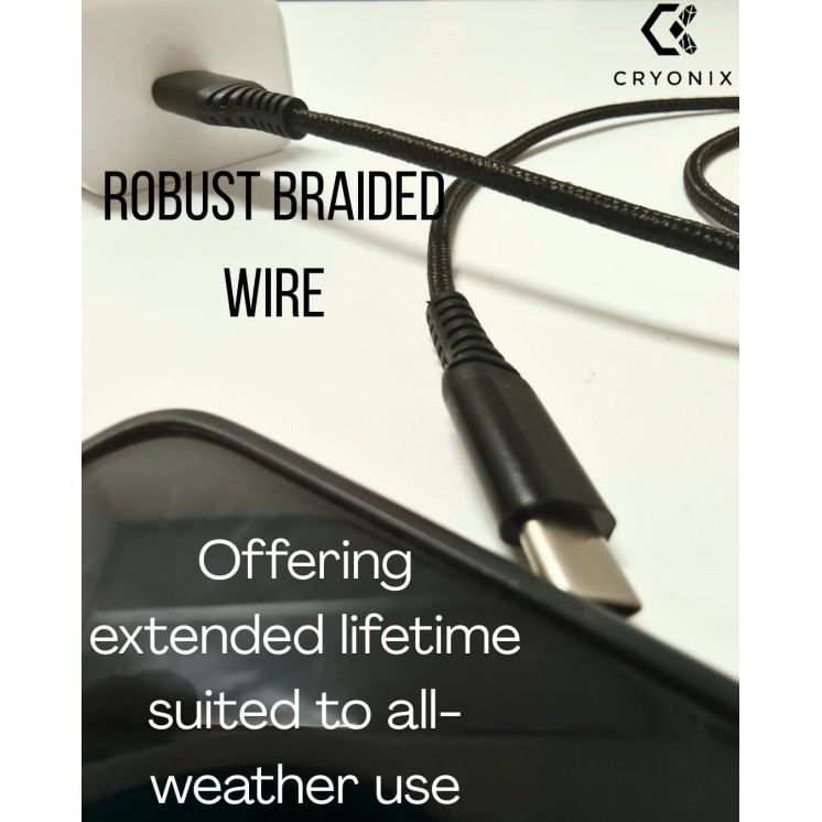 CRYONIX V1 80W Braided USB C-C 1M Ultra-Fast Charging Cable